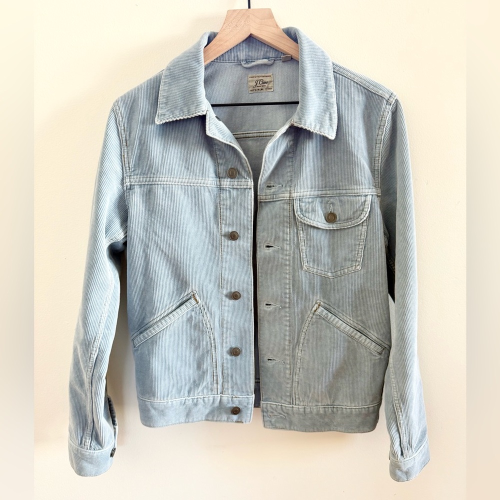 J. Crew Corduroy Trucker Jacket Barn Jacket Work Coat Style Size XS Pale Blue